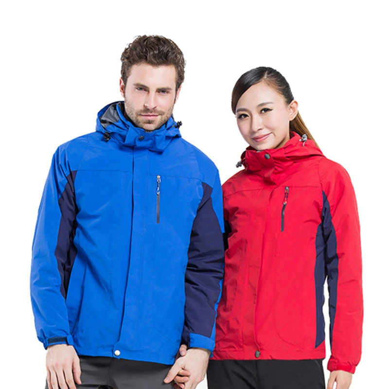 

Men's Winter windbreaker Hiking Jackets Women Waterproof Outerwear Sport Hoodied Camping Trekking 2 in 1 Warm Hunting Coats
