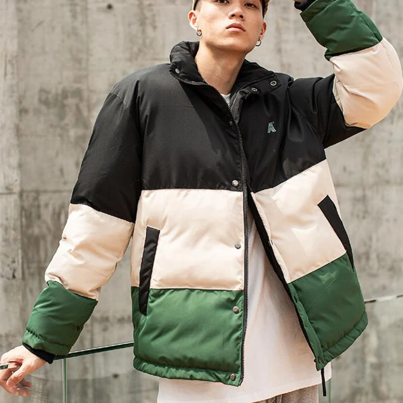 Зимние Цветные Лоскутные парки 2019 хип хоп на молнии карманы толстые куртки