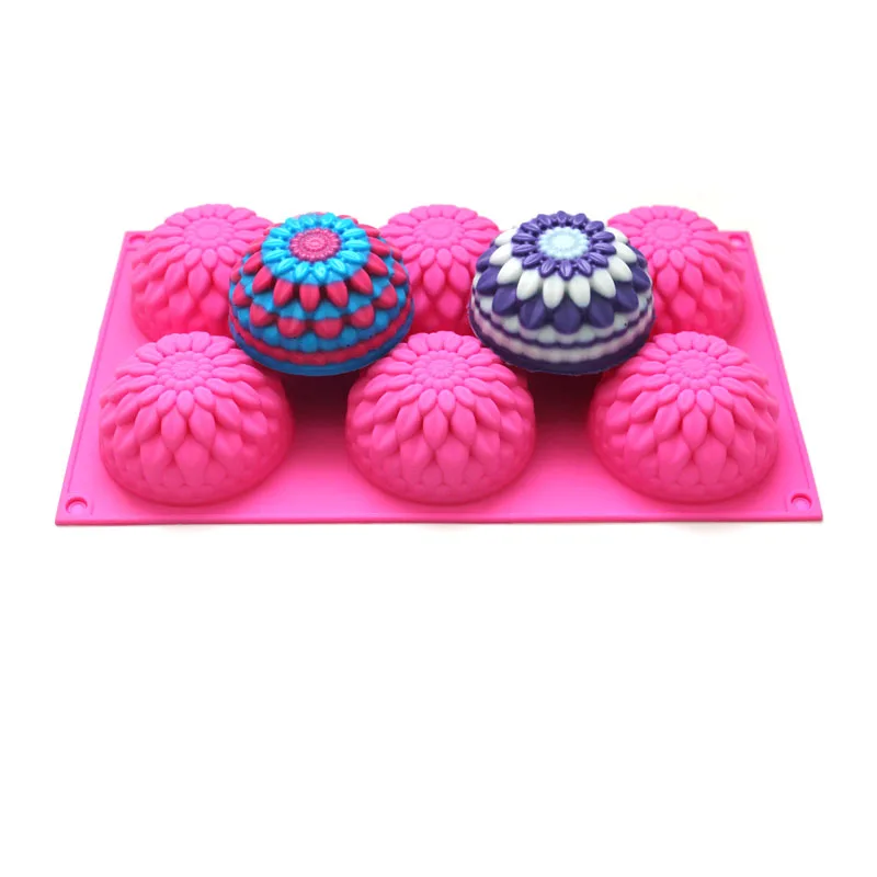 

6 Cavity Soap Mould 3D Sunflower Silicone Jelly Pudding Mould Decorating Crafts Tools
