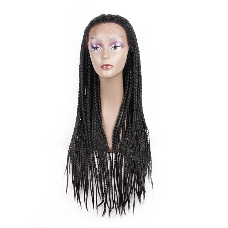 

26 Inch Braided Wigs Synthetic Straight Box Braids Wig Lace Front Wig Twist Braids Hair For Afro Black Women Daily Wear