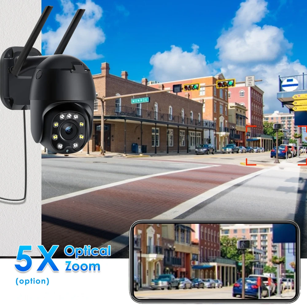 IP-камера видеонаблюдения 5 МП 4G Sim-карта 1080P Wi-Fi 5-кратный зум PTZ | Безопасность и