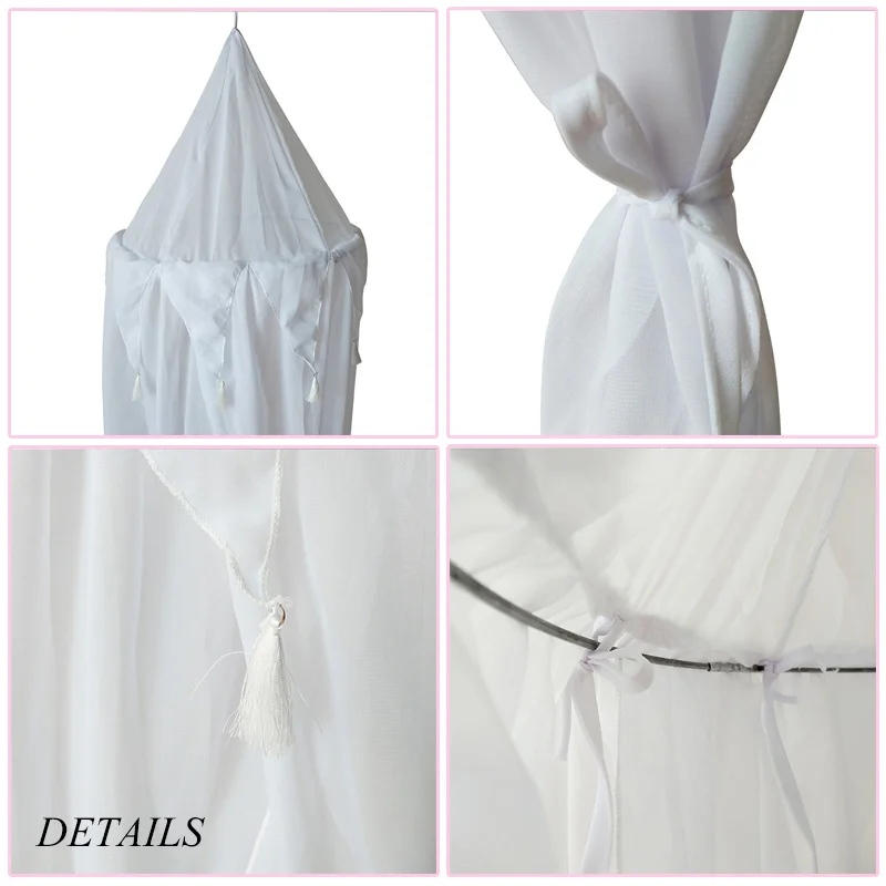 INS Children's Tent Toys Tipi Canopy Bedcover Mosquito Net Curtain Round Dome Princess Room Decoration Pennants Lace | Игрушки и