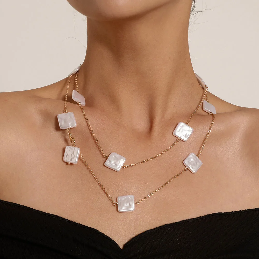 

2021 Euramerican Style Fashion Personality Creative Design Geometry Multilayer Necklace The Temperament Of The Female Gift