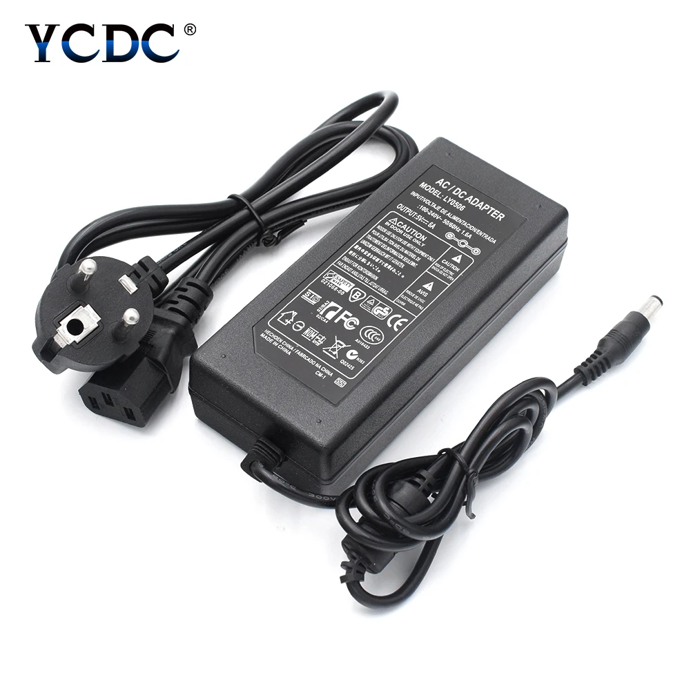 

100-240V AC to DC Power Supply DC 5V 6A Power Supply Adapter DC 5V Volt Power Supply Adapter Lighting Led Strip Lamp