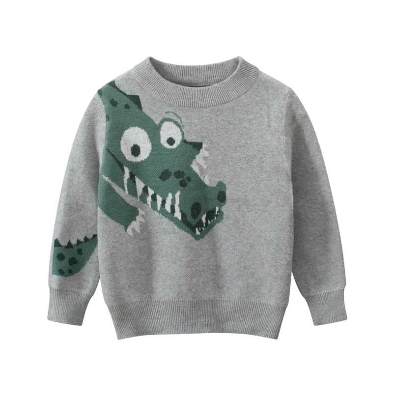 

Dinosaur Pattern Boys Knitted Sweater For Toddler Boy Kids Casual Spring Cartoon Warm Cotton Boys Sweaters Pullovers New 2021