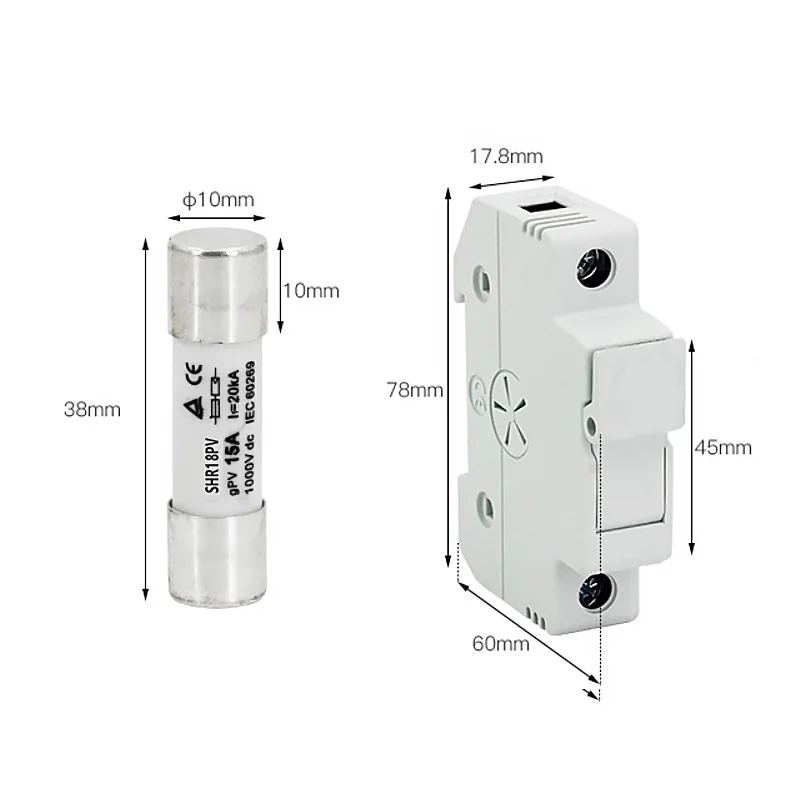 1Set Fuse Holder with 10*38mm DC 1000V 1A 3A 5A 10A 15A 20A 25A 32A For Solar System Protection PV BAT Fuses | Обустройство дома