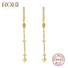 ROXI элегантные свисающие кристаллы слез, серьги со шпилькой, для Для женщин длинные серьги геометрической формы для пирсинга 925 пробы серебро Pendientes