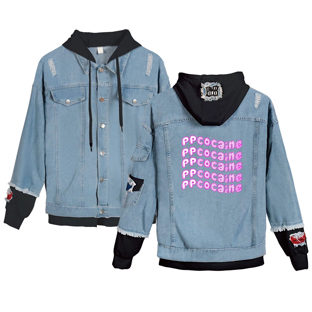 

Cool Ppcocaine Harajuku Denim Jacket Fashion New Slim Arrival Printed Casual Spring Autumn Women/men Outerwear & Coats