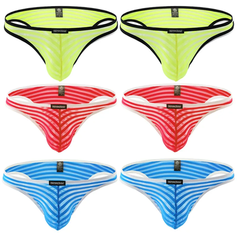 Трусы-брифы мужские 6 шт./лот пикантные дышащие мини-трусы бикини для геев
