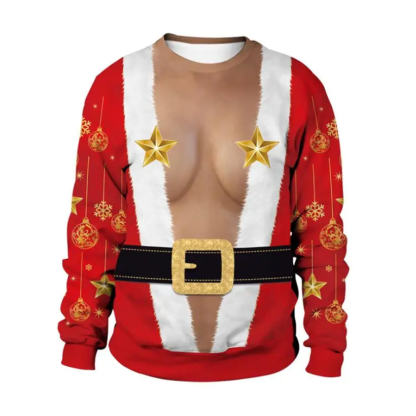 

Men Women Santa Christmas Sweater 3D Funny Ugly Christmas Sweaters Jumpers Tops Couple Pullover Crewneck Holiday Xmas Sweatshirt