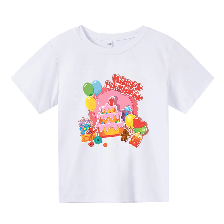 

Baby T-shirt Boy Girl Happy Birthday Theme Support Custom Class Service Party Parent-child Wear Comfortable Fabric Round Neck