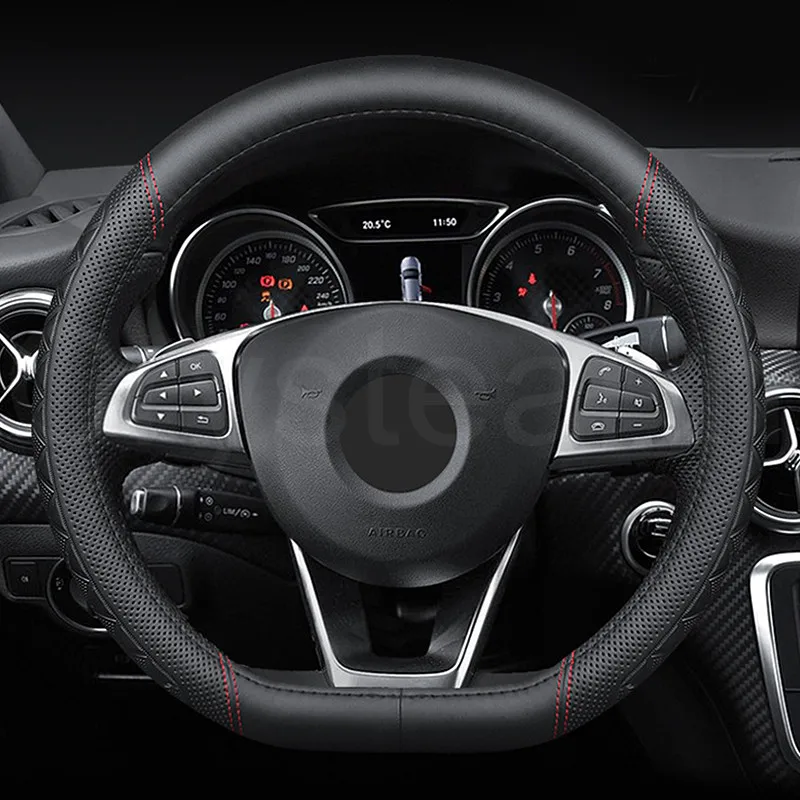 

Car Steering-wheels Cover 37cm-38cm 15" Genuine Leather Steering Wheel Cover For Audi A3 A4 A5 A6 Q2 Q3 Q5 Q7 A7 S3 S4 SQ5 RS3