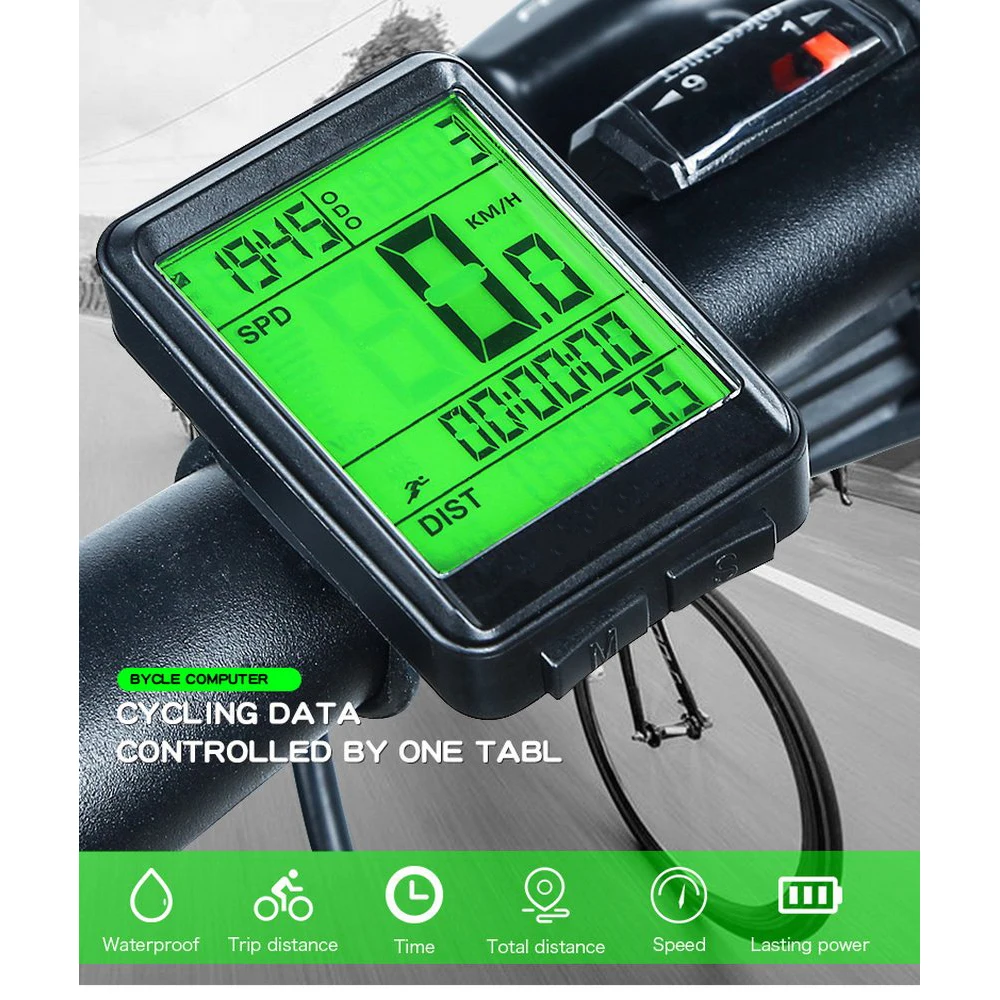 

Waterproof Bicycle Computer Odometer Speedometer Bicycle Wireless Code Meter Riding Accessories with LCD Digital Display