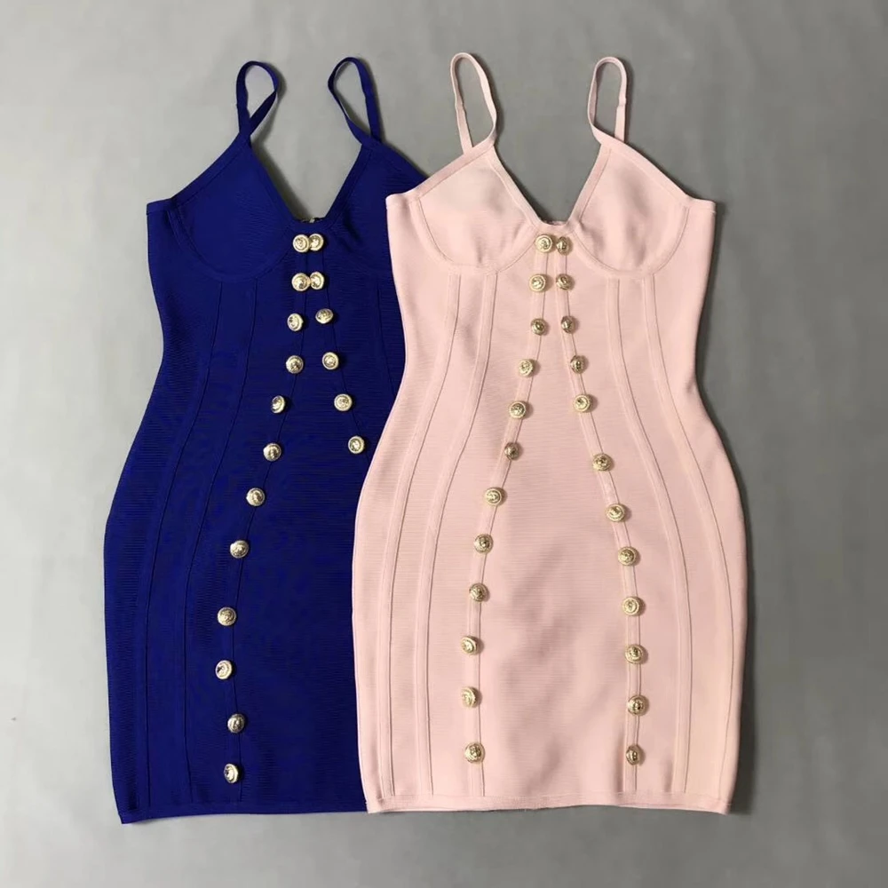 Модное женское сексуальное Бандажное платье на бретельках синего и розового