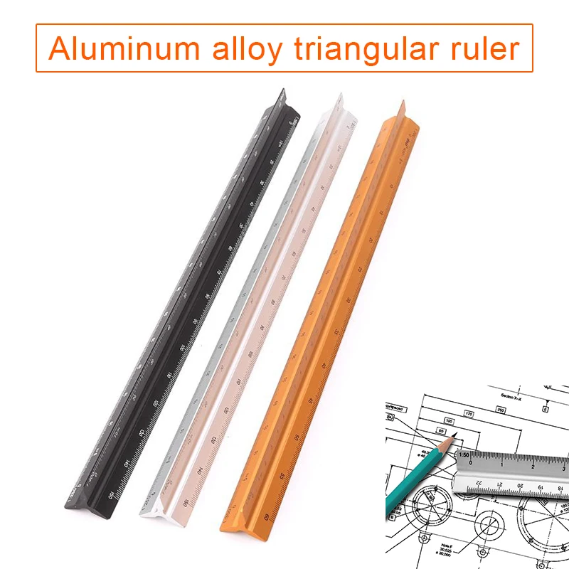

30cm Triangular Architect Scale Ruler Aluminum Scale Ruler for Drafting School Accessories Supplies papeleria y oficina