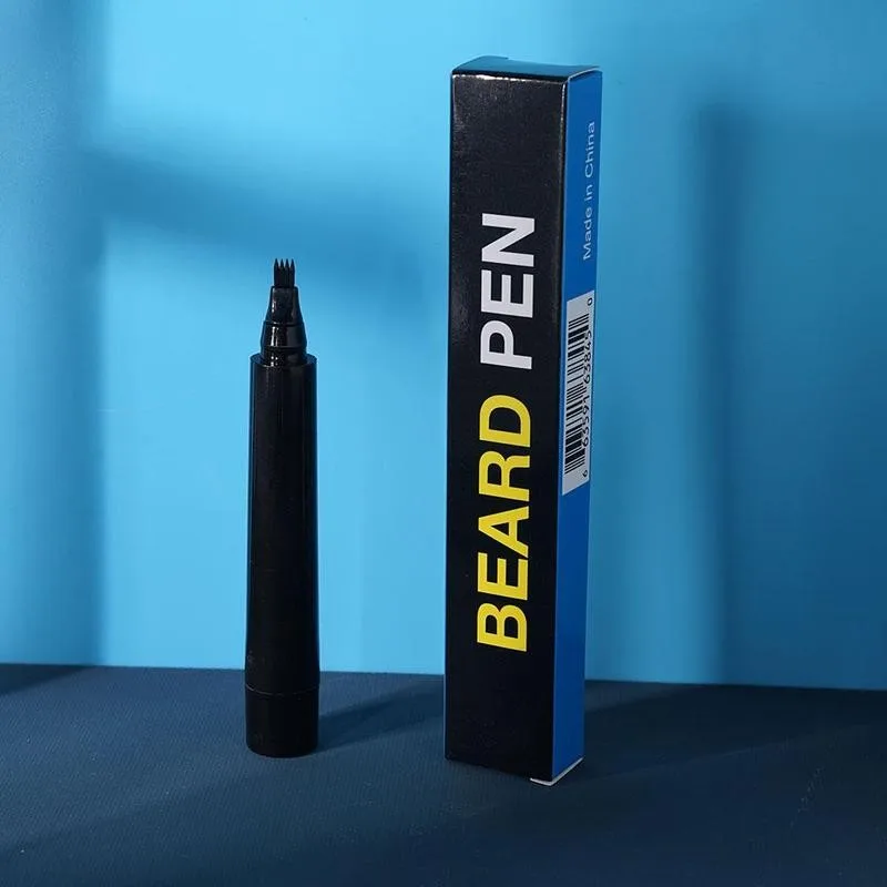 

Black Four-prong Waterproof Beard Pen And Beard Brush And Shredded Hair Brush Combination Coverage Long-lasting Repair Shape