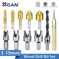 xcan wood drill bit set countersink drill chamfering cutter center punch woodworking hole cutter core drill