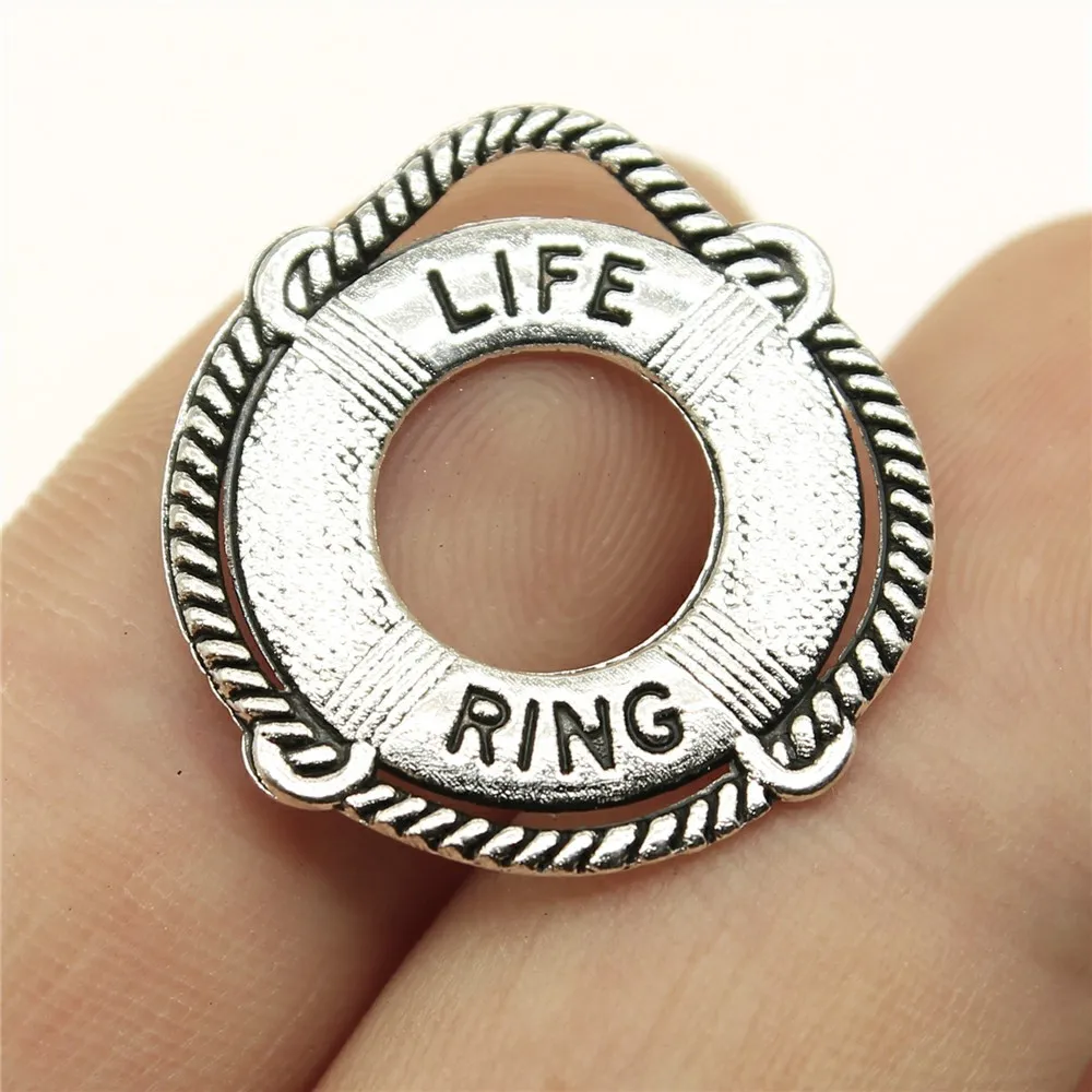 

10pcs 23x22mm Antique Silver Color Life-Ring Charms For Jewelry Making B10267