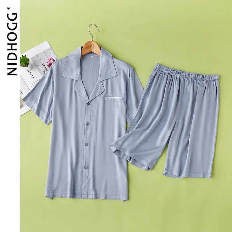 Летняя однотонная атласная пижама с короткими рукавами для женщин из вискозы