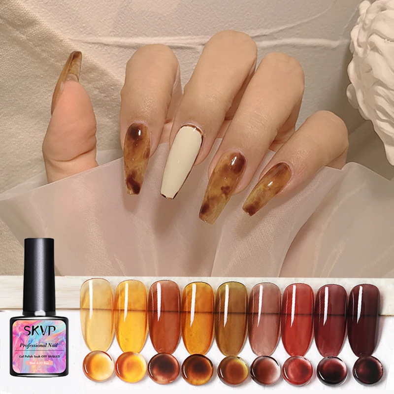 

SKVP 8ML Dull Color Gel Polish Translucent Manicuring UV LED Crystal Gel Soak Off Jelly UV Gel Nail Polish Semi Permanent
