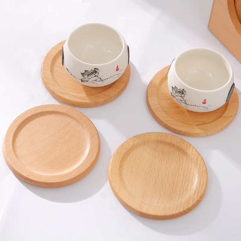 

Beech Non-slip Cup Mat Whole Wooden Coaster Set Solid Wood Coffee Cup Mug Pads Bottom Holder