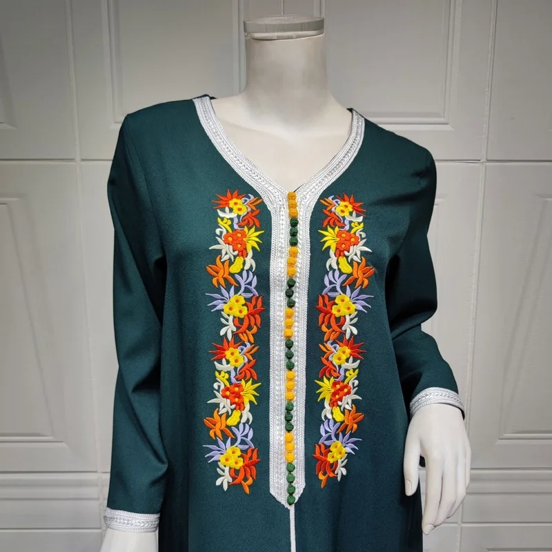 Abaya Dubai Turkey Muslim Hijab Dress Loose Boubou Embroidery Floral Boho Pleated Dresses Chiffon Kimono Eid Mubarak Clothing