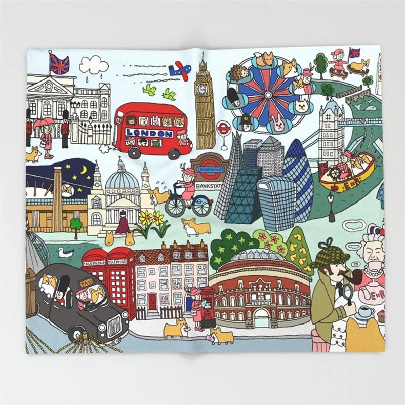 Флисовые пушистые одеяла The Queen London Day Out коралловые на кровать постельное белье