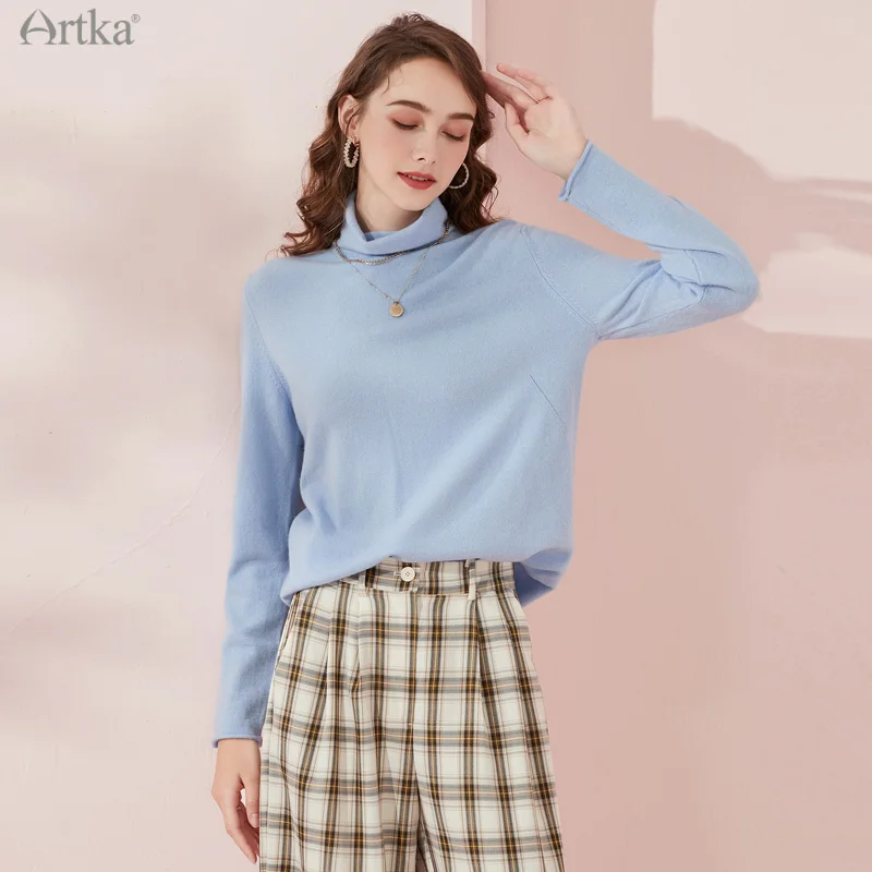 Женский кашемировый трикотажный свитер ARTKA разноцветный мягкий Трикотажный с