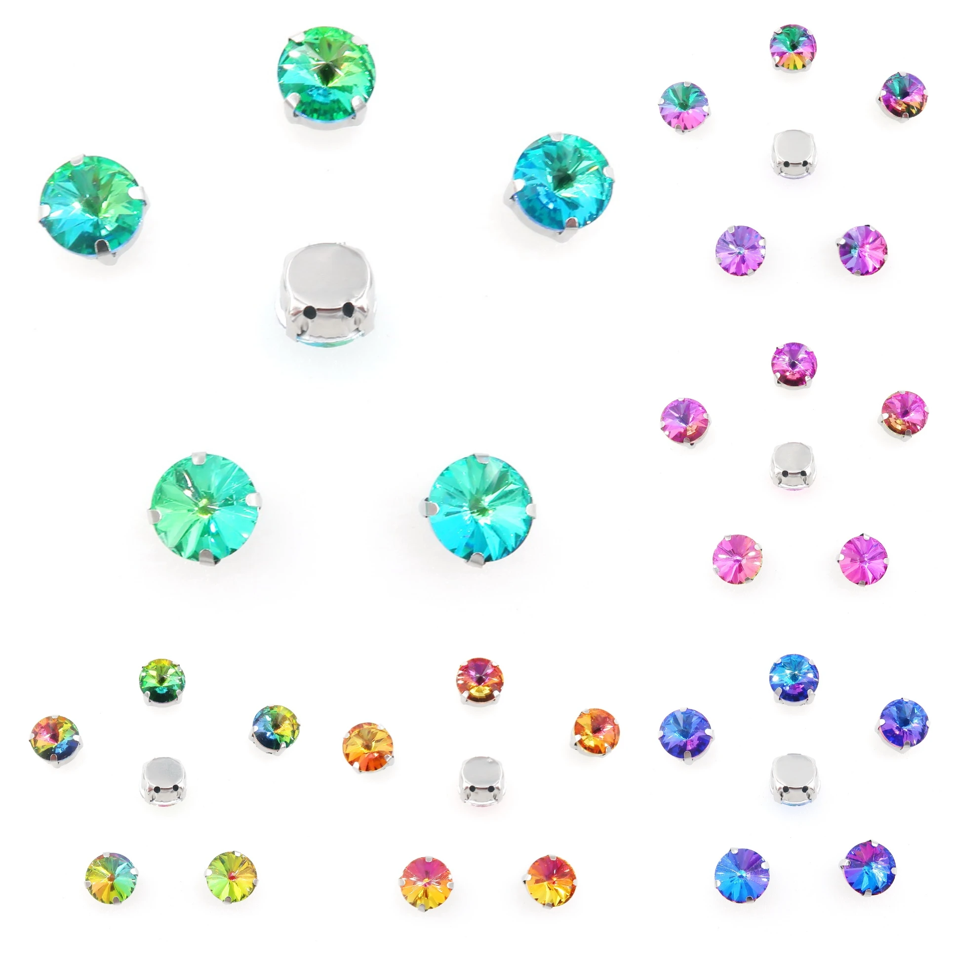 Стеклянные хрустальные бусины серебряного цвета 7 размеров Смешанные Круглые