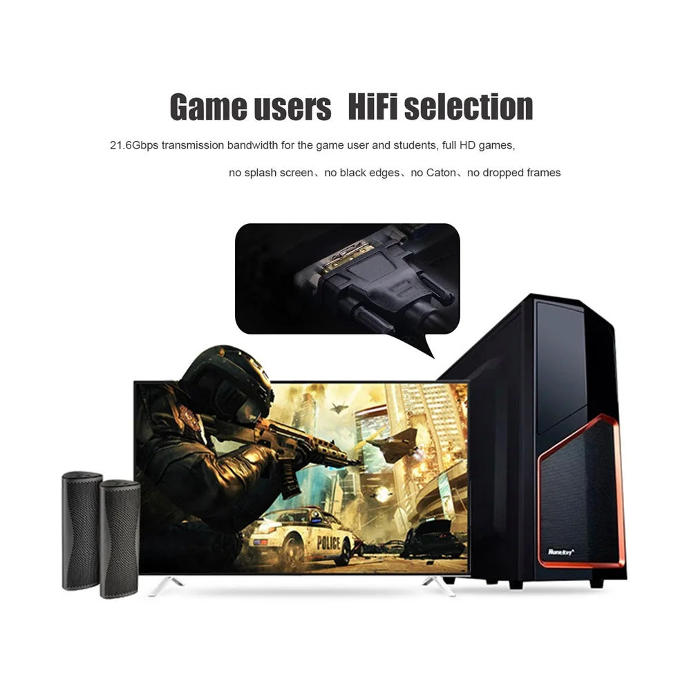 Черный 2/3 метра Прочный портативный с высоким разрешением позолоченный Тонкий DVI