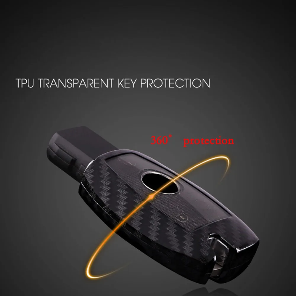 Fashion Print Carbon Fiber Car key cover fobs shell case for Mercedes Benz W203 W204 W212 CLK C180 E200 AMG C E S Class CLS CLA |