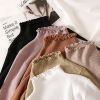 women sweater turtleneck ruched high elastic knitted pullovers solid 2019 autumn fall winter female slim sexy fashion sweaters