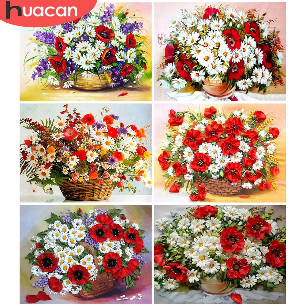 

HUACAN 5D DIY Алмазная картина, полностью квадратные Стразы с ромашками, алмазная вышивка, Цветочная мозаика, распродажа, украшение для дома