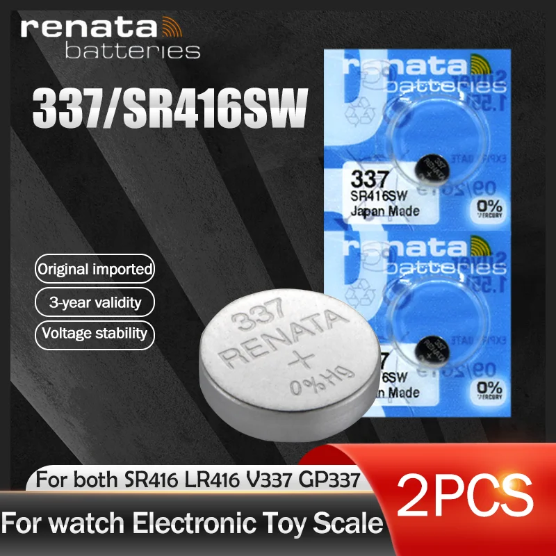 2 шт. швейцарский аккумулятор Renata 337 SR416SW 1 55 в для часов Серебряный RENATA часовая