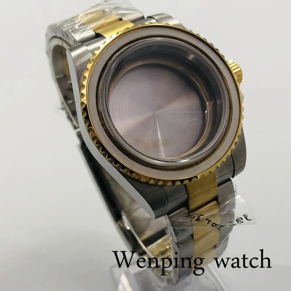 40 мм Золотой Мужской чехол сапфировое стекло корпус из нержавеющей стали 316L