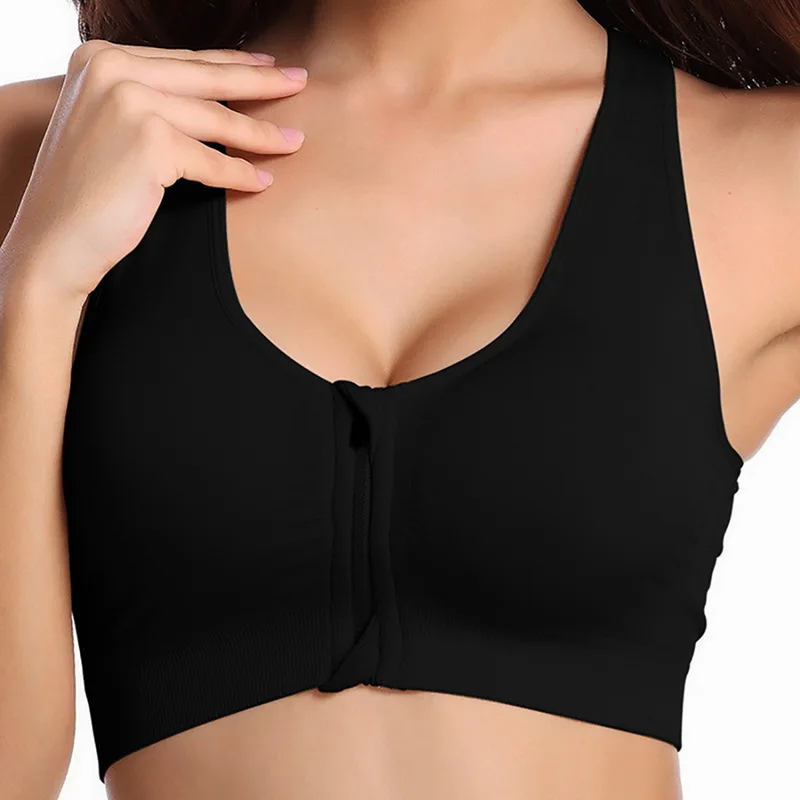 

2021 Women Zipper Push Up Sports Bras Vest Underwear Shockproof Breathable Gym Fitness Athletic Running Yoga Bh Sport Tops Women