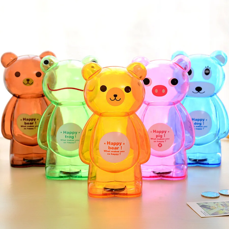 Детская пластиковая Копилка в виде медведя прозрачная свинка копилка Hucha Infantil