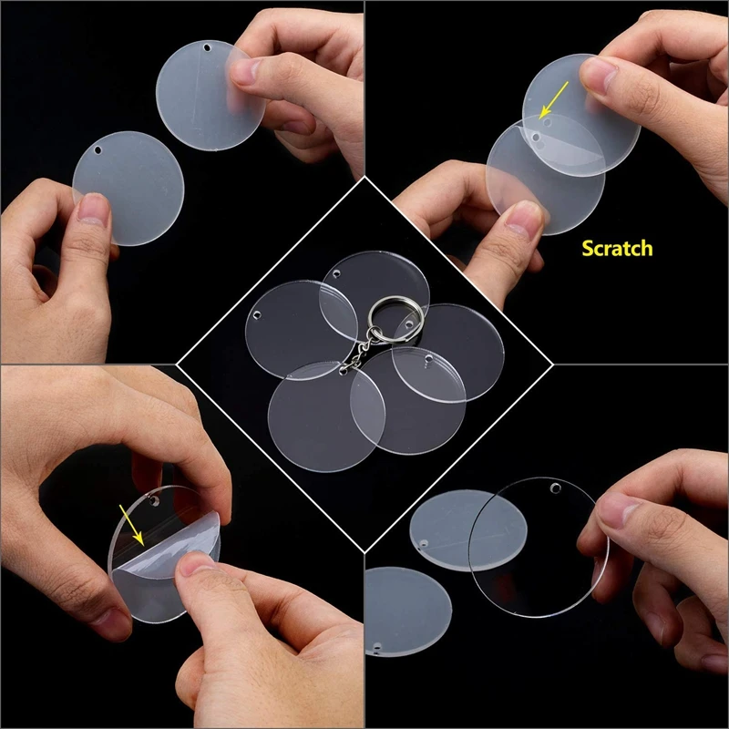 

64 Pcs Acrylic Transparent Discs Blank Keychains Circle Key Chains and Tassel Pendant Keyring for DIY Project and Crafts