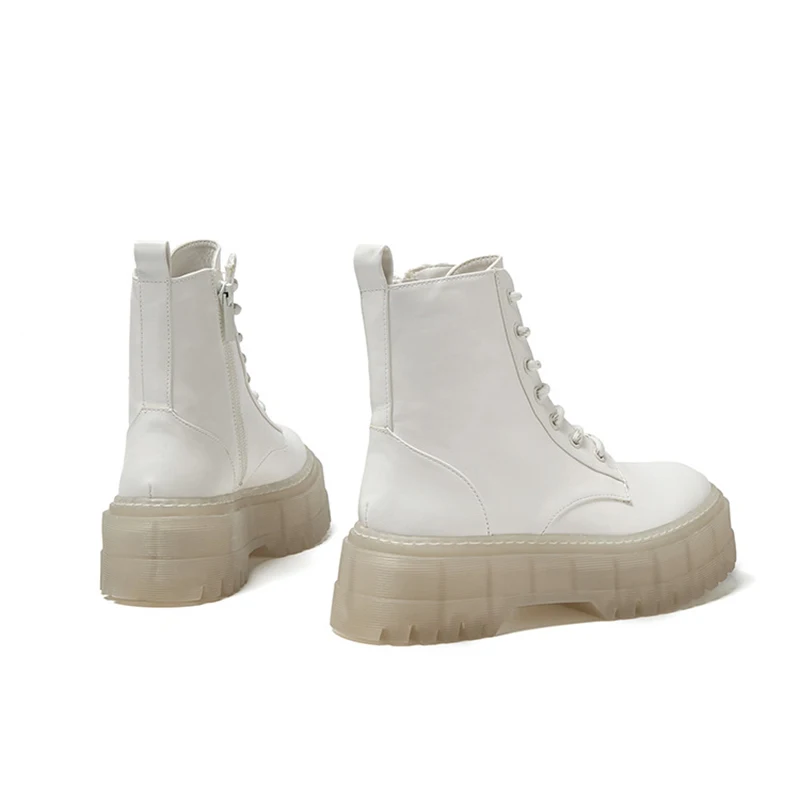 Женские ботильоны на платформе Полусапожки из натуральной кожи Прозрачные