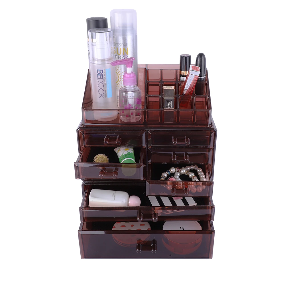 

SF-1122-10 4Pcs / Set Plastic Cosmetics Storage Rack Transparent180821105cosmetics storage box with mirror180821218