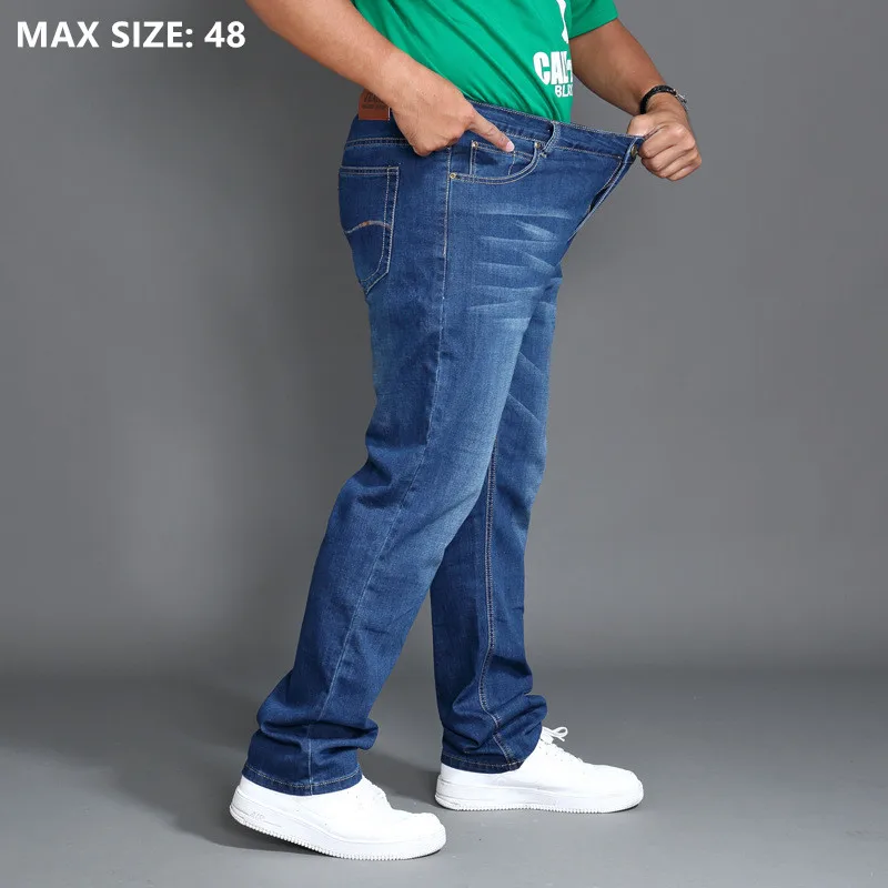 Spring Jeans Men Long Pants Stretch Summer Denim Man Trousers Plus Size Oversized 42 44 46 48 High Waist Male Classic Clothing