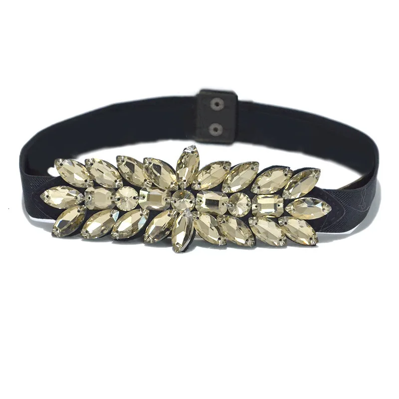 Женские эластичные ремни Стразы роскошный широкий Цветочный Пояс пряжки пояс