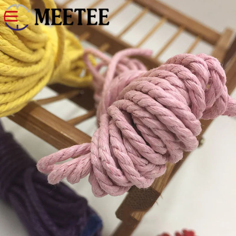 Meetee 30 метров 2 мм хлопковые шнуры три нити витая красочная декоративная веревка DIY