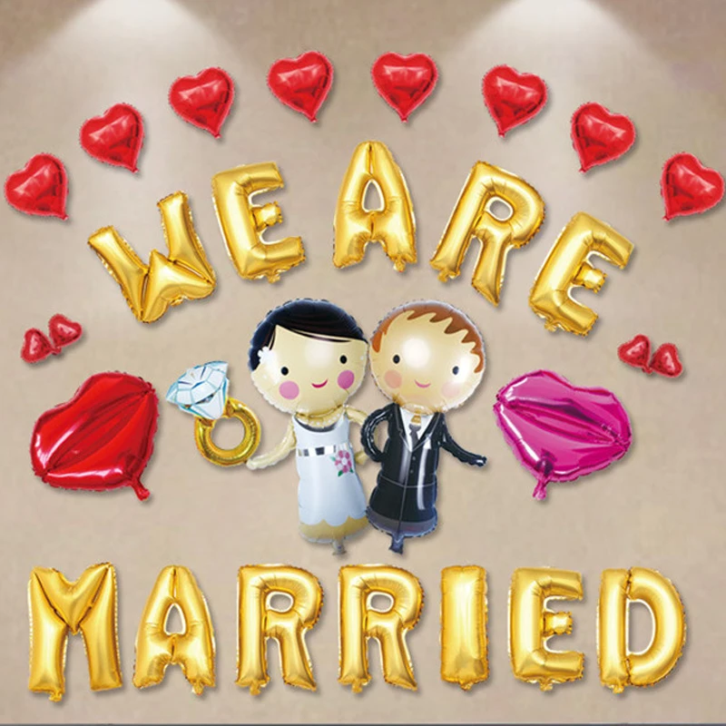 Сделай сам мы замужем свадебный набор воздушных шаров фигурки для невесты жениха - Фото №1