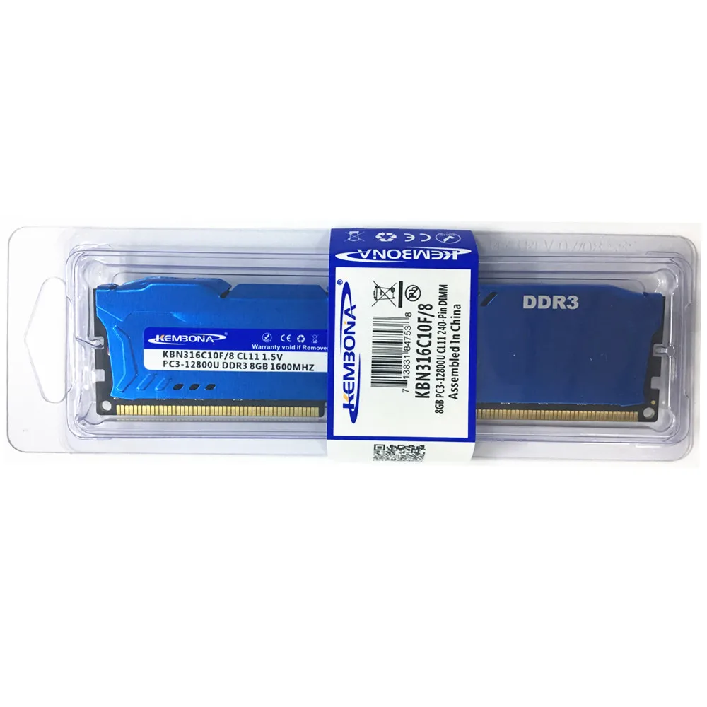 Теплоотвод KEMBONA для ПК LONGDIMM DEKSOTOP DDR3 16 ГБ 1600 МГц Гб (комплект 2x8 ГБ) совершенно новый