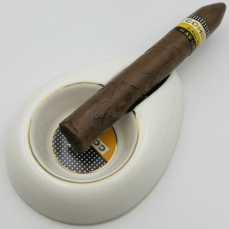 COHIBA керамическая круглая для сигарет Пепельница карман 1 держатель для путешествий пепельницы для сигар портативные Smkoing аксессуары с подарочной коробкой