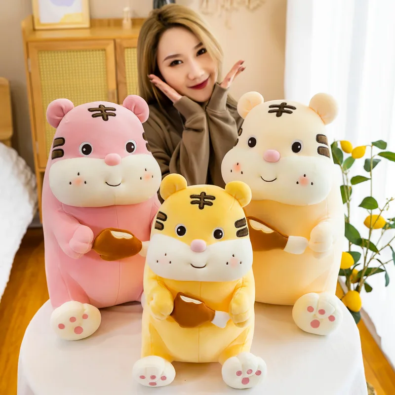 

25/35/45cm Soft Gnawing Chicken Drumsticks Tiger Stuffed Animal Tiger Plush Toy Pillow Kawaii Doll Cotton Toys For Children Gift