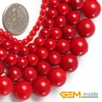 gem inside round red coral beads natural white coral beads color diy loose beads for jewelry making strand 15 inches