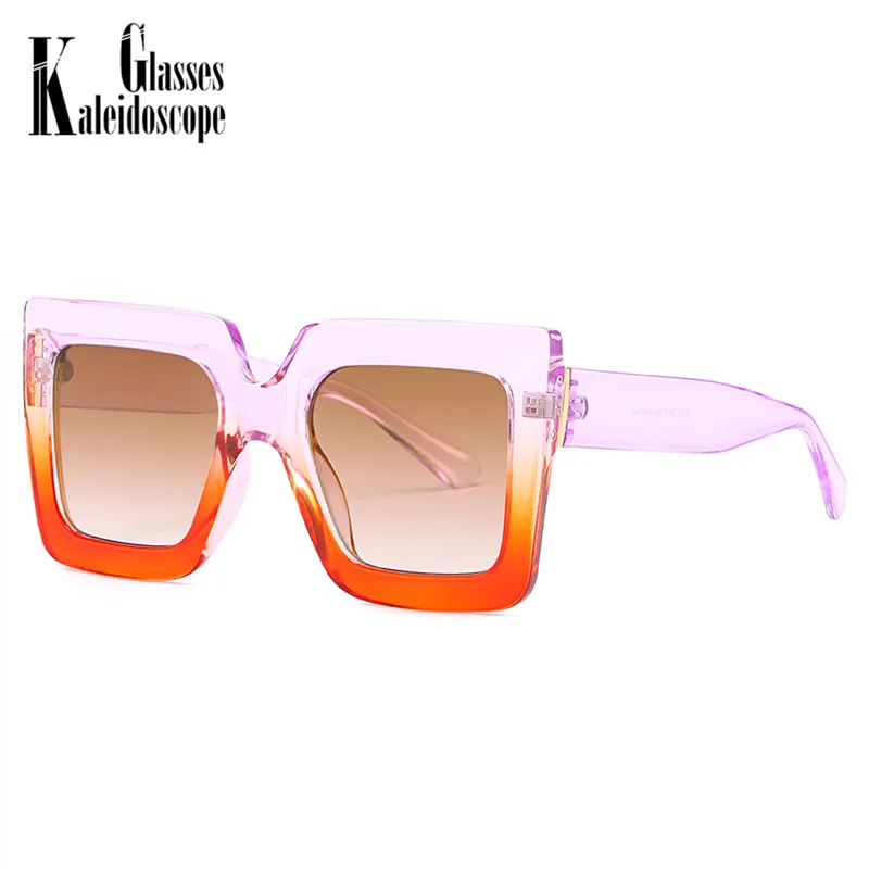 Новинка 2020 Квадратные Солнцезащитные очки Двухцветные прозрачные