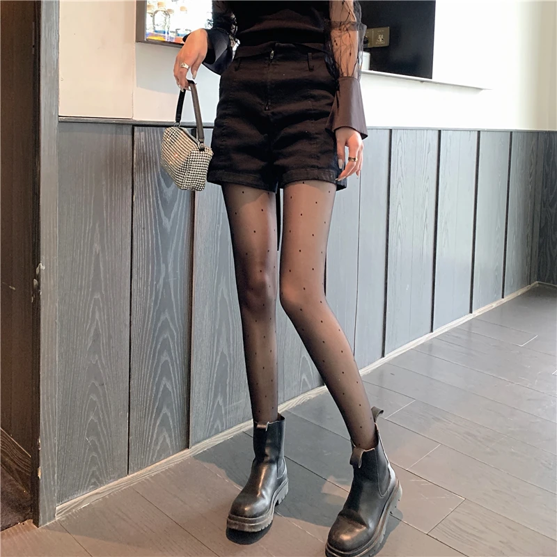 Онлайн Для женщин корейско Стиль горячая девушка промышленный в горошек черные